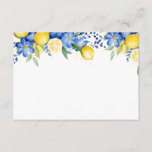 Cartão De Informações Chuva de Noiva Floral Azul Limão Italiana