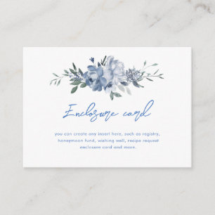 Cartão De Informações Chuva de Noiva Floral Elegante Azul Poeirento