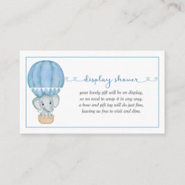 Cartão De Informações Chuva de Presentes Azul Elefante Festa de Bebê