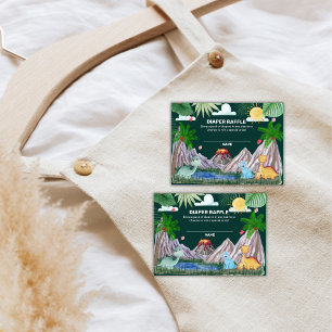 Cartão De Informações Chuva Verde Festa de Bebê de Dinossauro em Diapers
