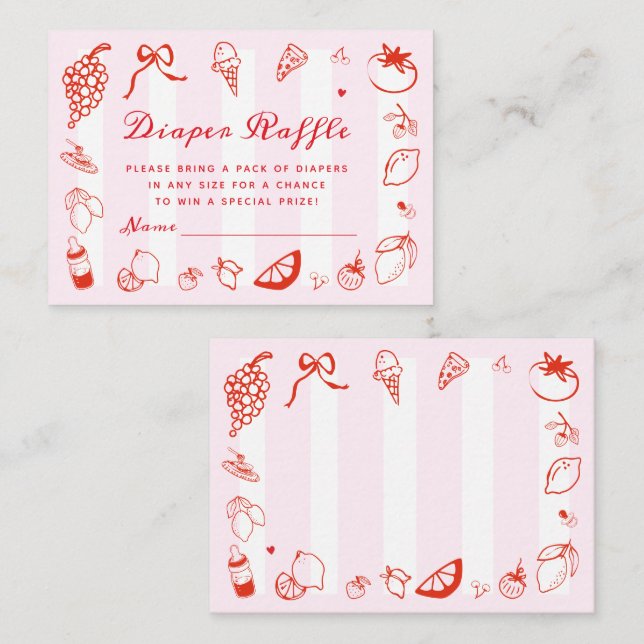 Cartão De Informações Ciao Baby Italiana Chá de fraldas Raffle (Frente/Verso)