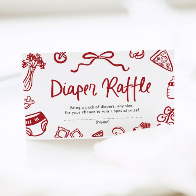Cartão De Informações Ciao Baby Italiana Pizza Chá de fraldas Raffle (Ciao Baby Italian Pizza Baby Shower Diaper Raffle Enclosure Card)
