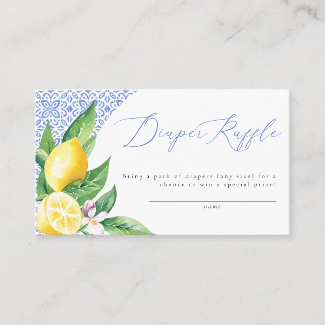 Cartão De Informações Ciao Baby Italion Lemon Positano Fralda Raffle (Frente)