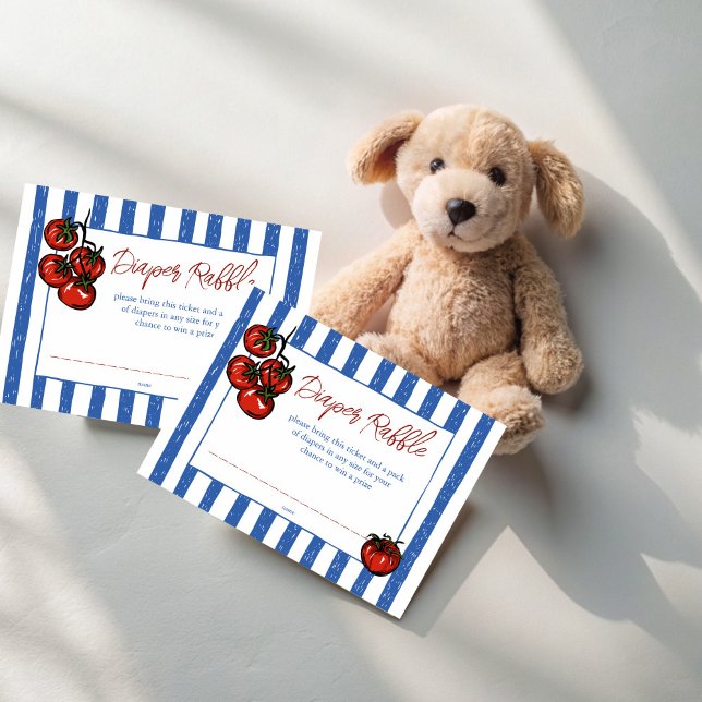 Cartão De Informações Ciao baby tomato Italian baby shower diaper raffle (Ciao baby cherry tomato Italian  farmers market baby shower diaper raffle Enclosure Cards)