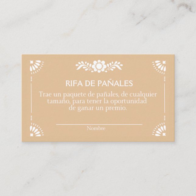 Cartão De Informações Cielito Lindo Castanho Gabinete Espanhol Raffle Ca (Frente)