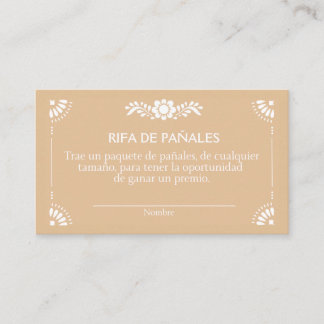 Cartão De Informações Cielito Lindo Castanho Gabinete Espanhol Raffle Ca