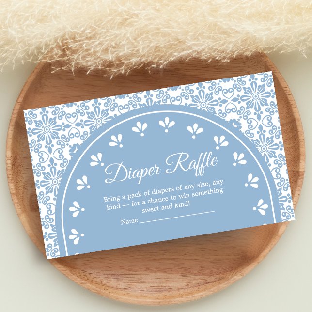 Cartão De Informações Cielito Lindo Papel Picado Shower Diaper Raffle (Blue Cielito Lindo Papel Picado Baby Shower Diaper Raffle)