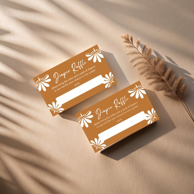 Cartão De Informações Cielito lindo terracota rifa de fraldas mexicanas (Cielito lindo terracotta Mexican  baby shower diaper raffle Enclosure Card papel picado baby shower )