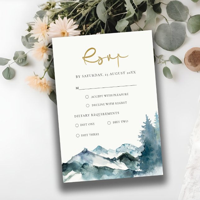 CARTÃO DE INFORMAÇÕES CINZA BLUSH VERDE BLUE MOUNTINAS AZUIS PINE WEDDIN (Criador carregado)