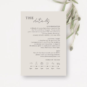 Cartão De Informações Cinza   Ícones de Detalhes de Casamento Minimalist