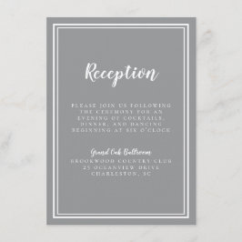 Cartão De Informações Cinza Simples Branco com Moldura Chic