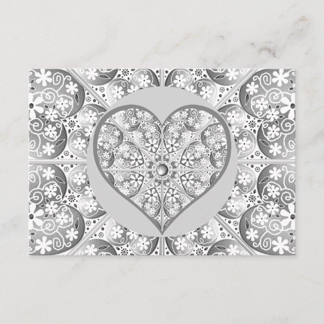 Cartão De Informações Cinzas de rendas cerâmicas (Frente)