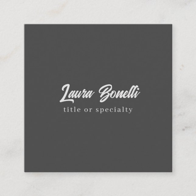 Cartão De Informações Cinzas Escuras de Escrita Manuscrita Moderna e Pro (Frente)