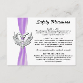 Cartão De Informações Cisnes Prateados com Laço Roxo Medidas de Seguranç