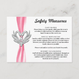 Cartão De Informações Cisnes Prateados da Fita Rosa Medidas de Segurança