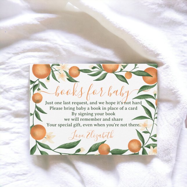 Cartão De Informações Citrinos botânicos, laranjeiras, livros para bebê (Botanical citrus orange cutie books for baby enclosure card)