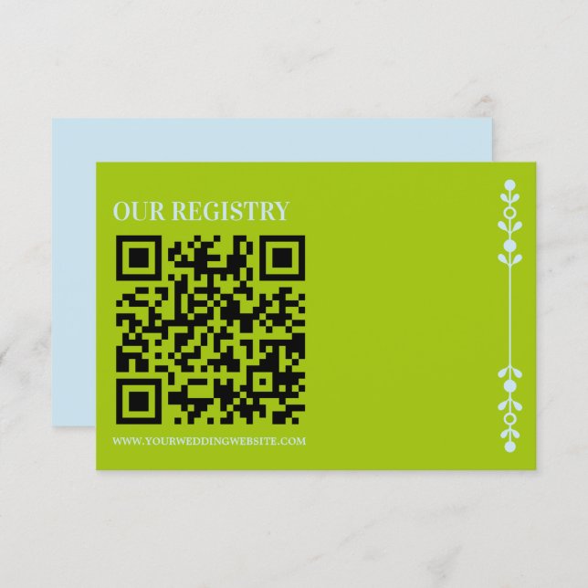 Cartão De Informações Citrus Green & Coastal Blue Wedding Registry (Frente/Verso)