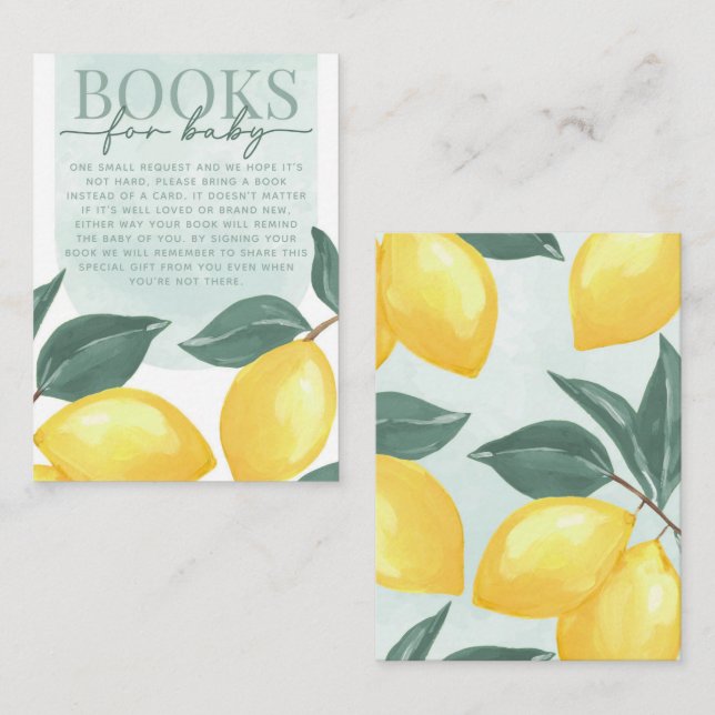 Cartão De Informações Citrus Lemon Book Request for Baby Card Insert (Frente/Verso)