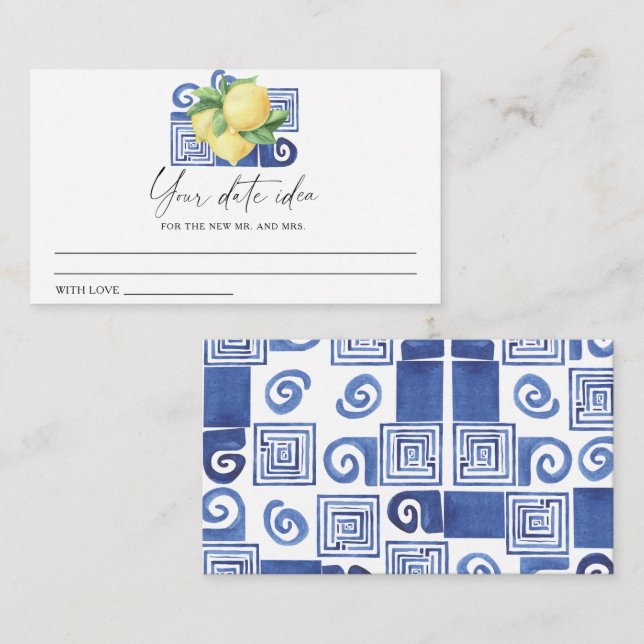 Cartão De Informações Citrus Lemon - Ideias noturnas de data \ Frasco de (Frente/Verso)