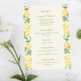 Cartão De Informações Citrus Olive Mediterranean Botanical Wedding