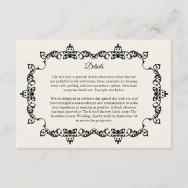 Cartão De Informações Classic Antique Ivory Ornately Framed Wedding