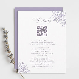 Cartão De Informações Classic Bloom Garden Lavender Wedding Details