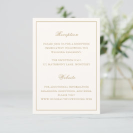 Cartão De Informações Classic Border Ivory and Gold Timeless Wedding