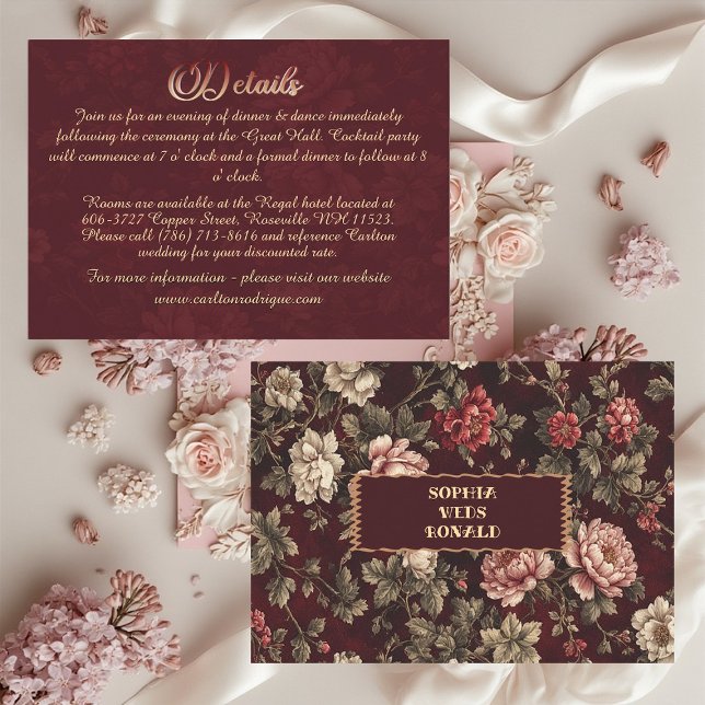 Cartão De Informações Classic Christmas Chinoiserie Romantic Wedding  (Classic Christmas Chinoiserie Romantic Wedding Enclosure Card)