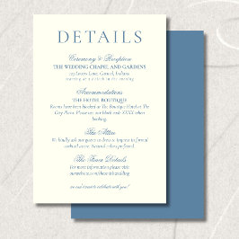 Cartão De Informações Classic Dusty Blue Minimalist Wedding Details
