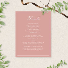 Cartão De Informações Classic Dusty Rose Border Script Wedding Details