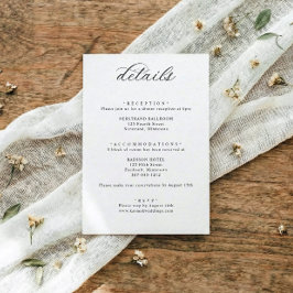 Cartão De Informações Classic Elegant Calligraphy Wedding Details