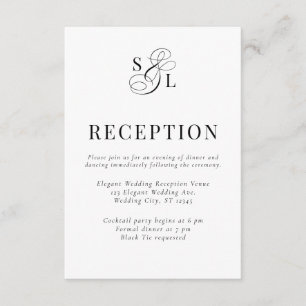 Cartão De Informações Classic Elegant Script Monogram Wedding Reception