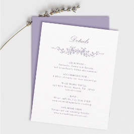 Cartão De Informações Classic French Victorian Lavender Wedding Details