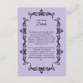 Cartão De Informações Classic Lavender Purple Ornately Framed Wedding