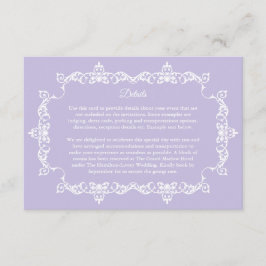 Cartão De Informações Classic Lavender Purple Ornately Framed Wedding