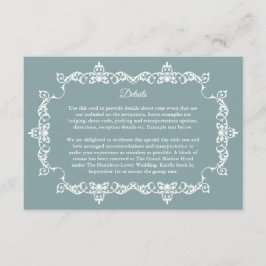 Cartão De Informações Classic Misty Sage Blue Ornately Framed Wedding