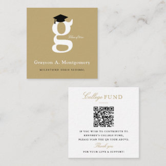 Cartão De Informações Classic Monogram Gold 'G' Graduation College Fund