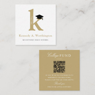Cartão De Informações Classic Monogram Gold 'K' Graduation College Fund