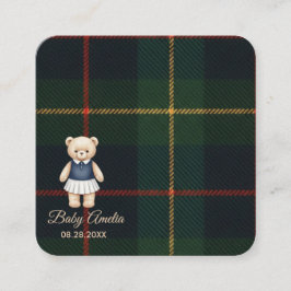 Cartão De Informações Classic Polo Teddy Bear Preppy Plaid Baby Shower 