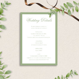 Cartão De Informações Classic Sage Green Border Script Wedding Details
