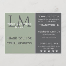 Cartão De Informações Classic Sage Green Business Branding Thank You