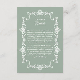 Cartão De Informações Classic Sage Green Ornately Framed Wedding