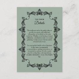 Cartão De Informações Classic Sage Green Ornately Framed Wedding
