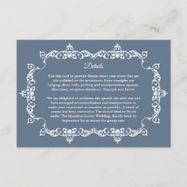 Cartão De Informações Classic Slate Blue Ornately Framed Wedding