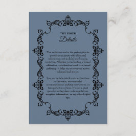 Cartão De Informações Classic Slate Blue Ornately Framed Wedding
