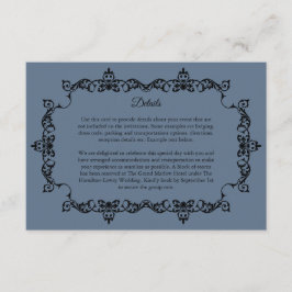 Cartão De Informações Classic Slate Blue Ornately Framed Wedding