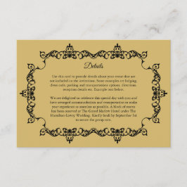 Cartão De Informações Classic Soft Gold Ornately Framed Wedding