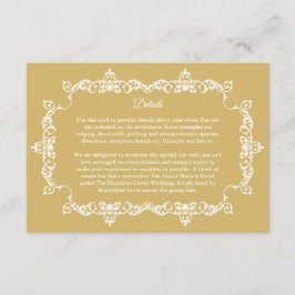Cartão De Informações Classic Soft Gold Ornately Framed Wedding