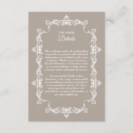 Cartão De Informações Classic Taupe Linen Brown Ornately Framed Wedding