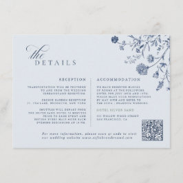 Cartão De Informações Classic Victorian Blue French QR Code Wedding